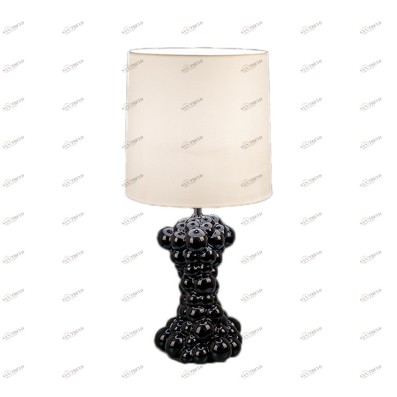 Лампа настольная с белым абажуром черная Frezia Light 90013 FREZIA LIGHT  00-3953630 Белый;черный 