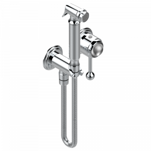 A2F-5840/MBG Комплект для душа, включающий смеситель, армированный шланг 1 м 25 см, ручной душ с курковым распылителем, выход из стены и предохранительный запорный клапан Thg-paris Naïade Хром