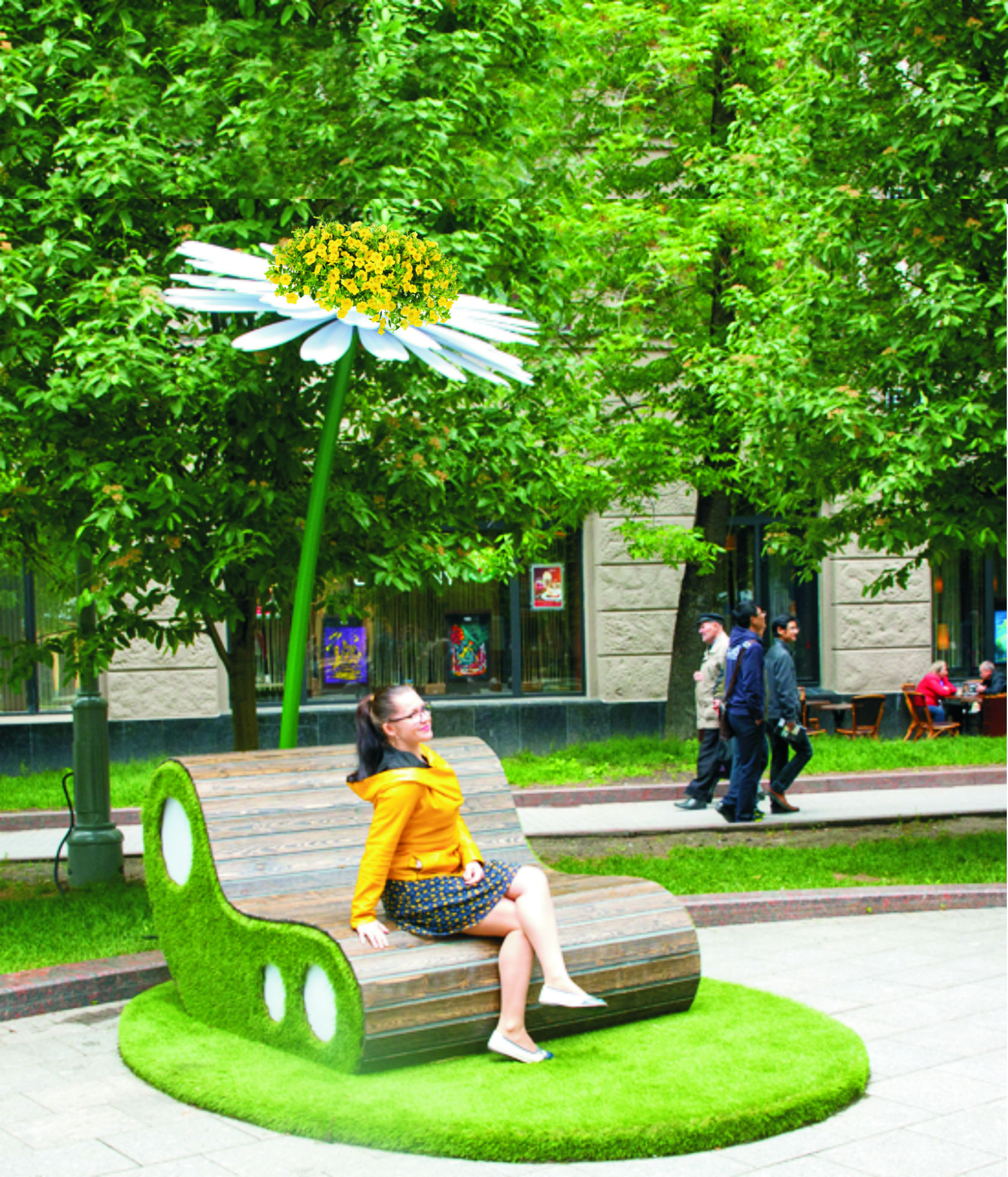 RTV1.01-AO.CV РОМАШКА с цветочным центром, арт-объект с термочашей LAB.Space  - Вид №1