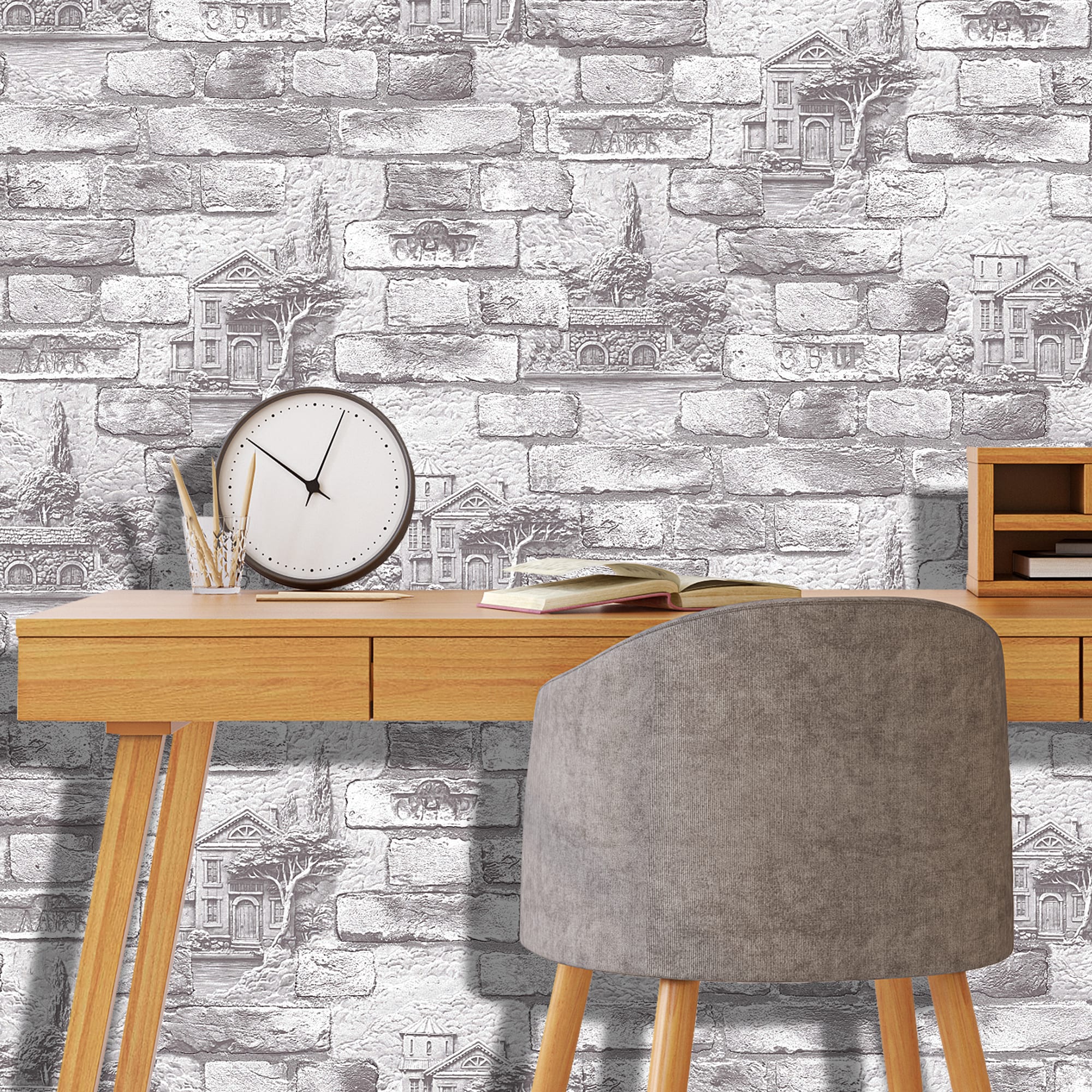 82050282 Обои флизелиновые Бристоль серые 0.53 м 316 11 Кирпичи Santreyd  - Вид №2