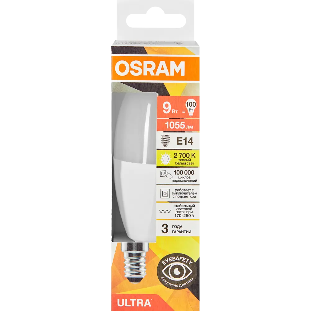 Светодиодная лампа Osram E14 9Вт теплый белый для уютного освещения 89411193 STLM-1572524 - Вид №4