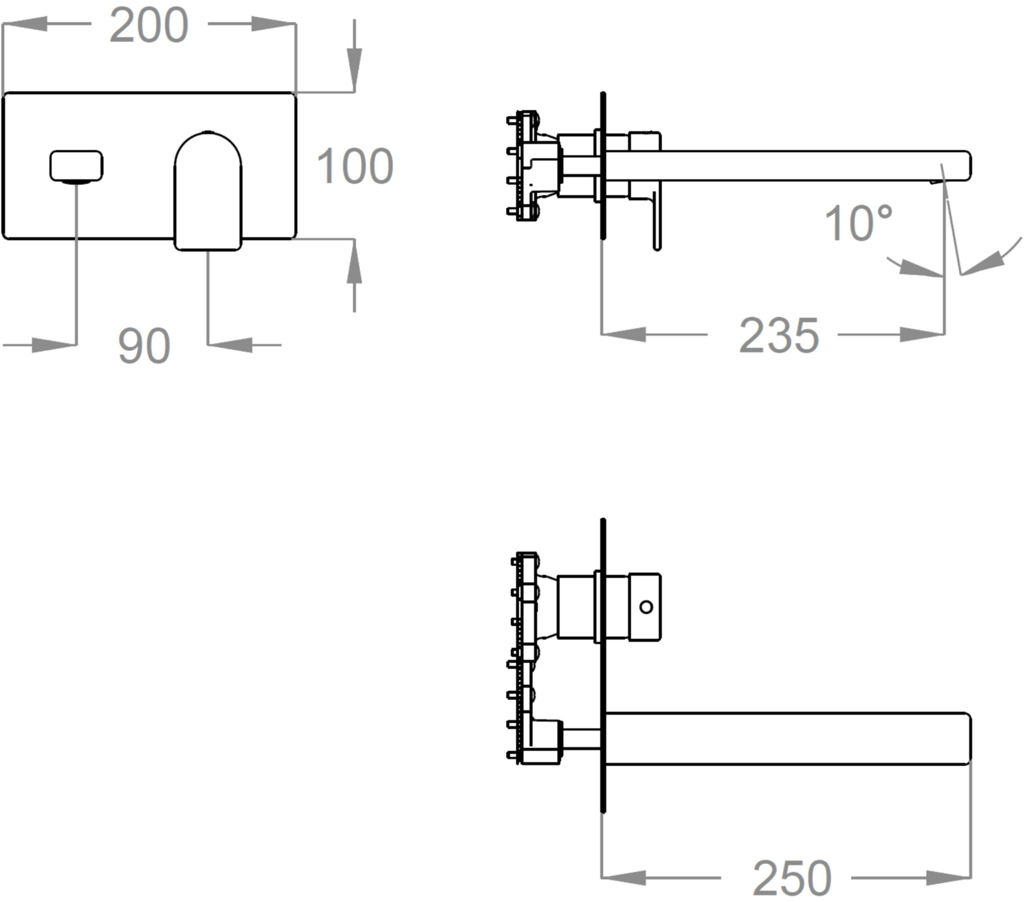 Fir Italia Смеситель для раковины настенный из латуни с тарелкой Doda 67 6710208 - Вид №1