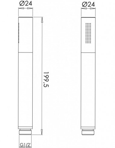 951900 000 00  Ручной душ с трубкой, 1 душевая лейка, хромированная латунь Valentin Хром  - Вид №2