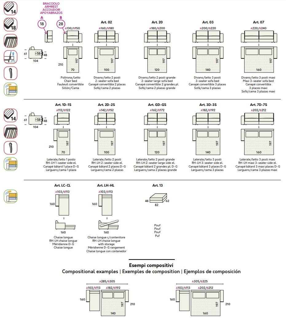 Двуспальный диван-кровать из ткани Felis Day &amp ARCH-00128732 - Вид №6