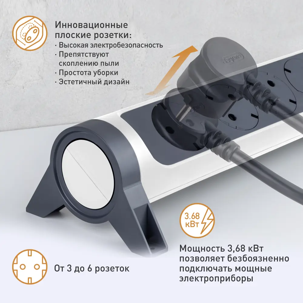 Колодка для удлинителя Legrand Комфорт 4 розетки с заземлением 3680 Вт цвет белый/черный 84024709 STLM-2084772  - Вид №4