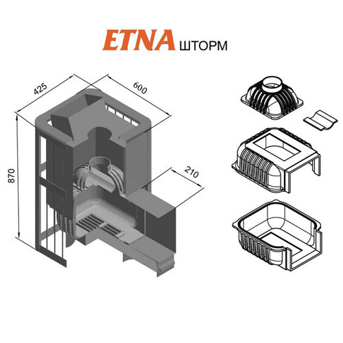 Печь для бани Этна Шторм 24 (ДТ-4С) с закрытой каменкой 4671 - Вид №1
