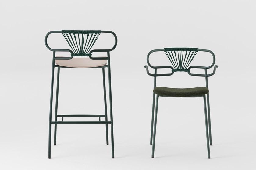 Табурет из металла и бука с подставкой для ног Genoa 0049-met-cross Santreyd - Вид №2