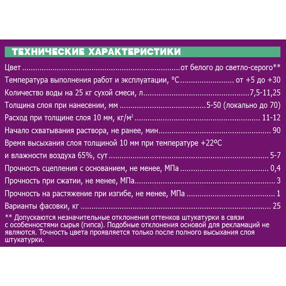 Unis Аквагипс: гипсовая штукатурка для влажных помещений 25 кг 81947724 Аква гипс STLM-0014585 - Вид №2