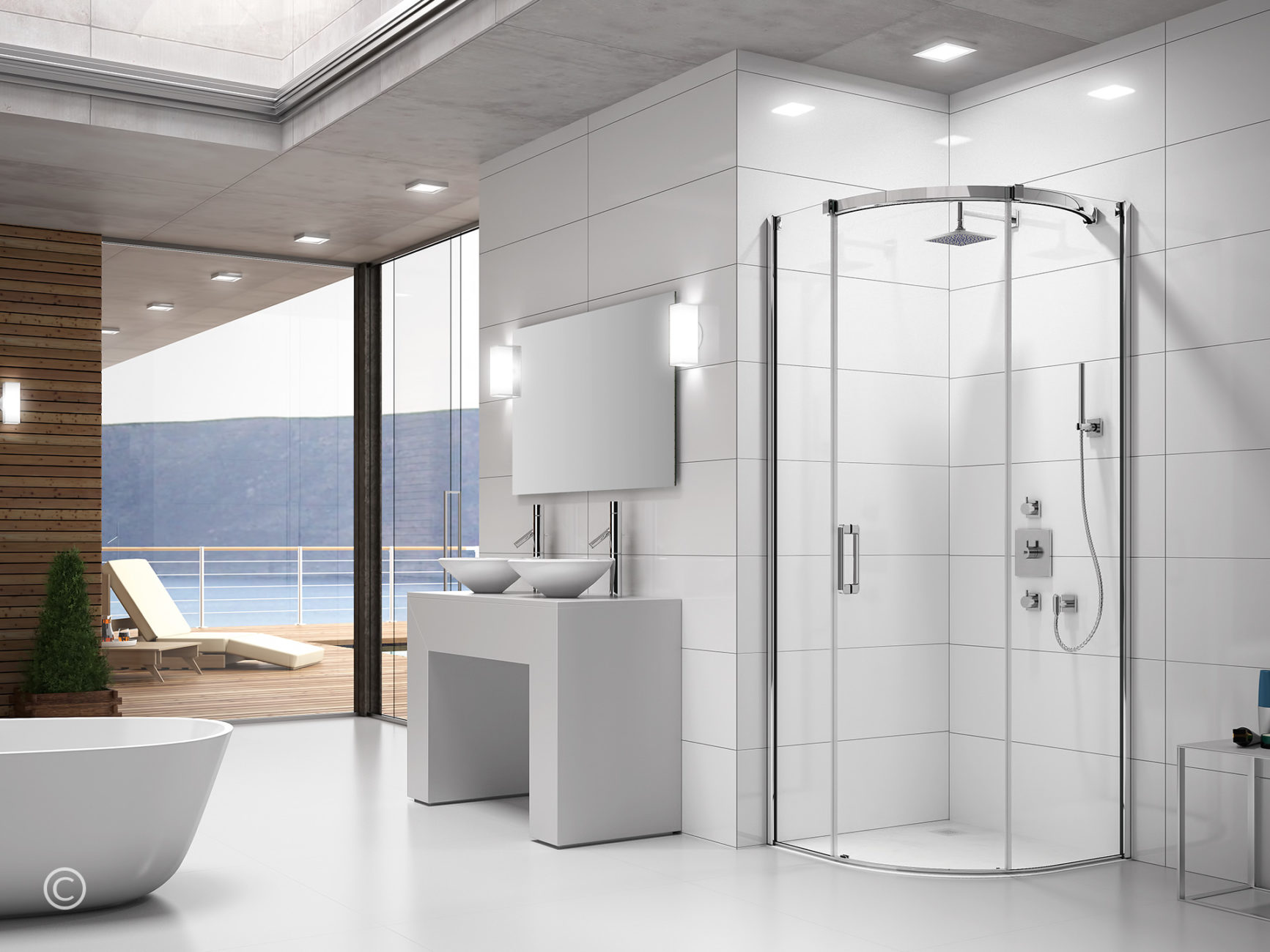 Душевой уголок GSQ90H L или R Merlyn Arysto Хромированный 