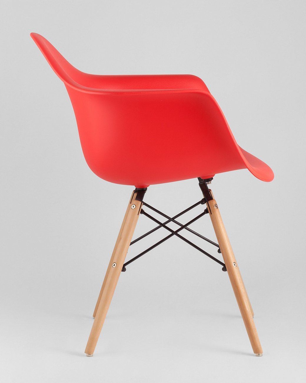 Кресло красное пластиковое с деревянными ножками Eames W EAMES EAMES DAW 00-3881989 Красный  - Вид №2