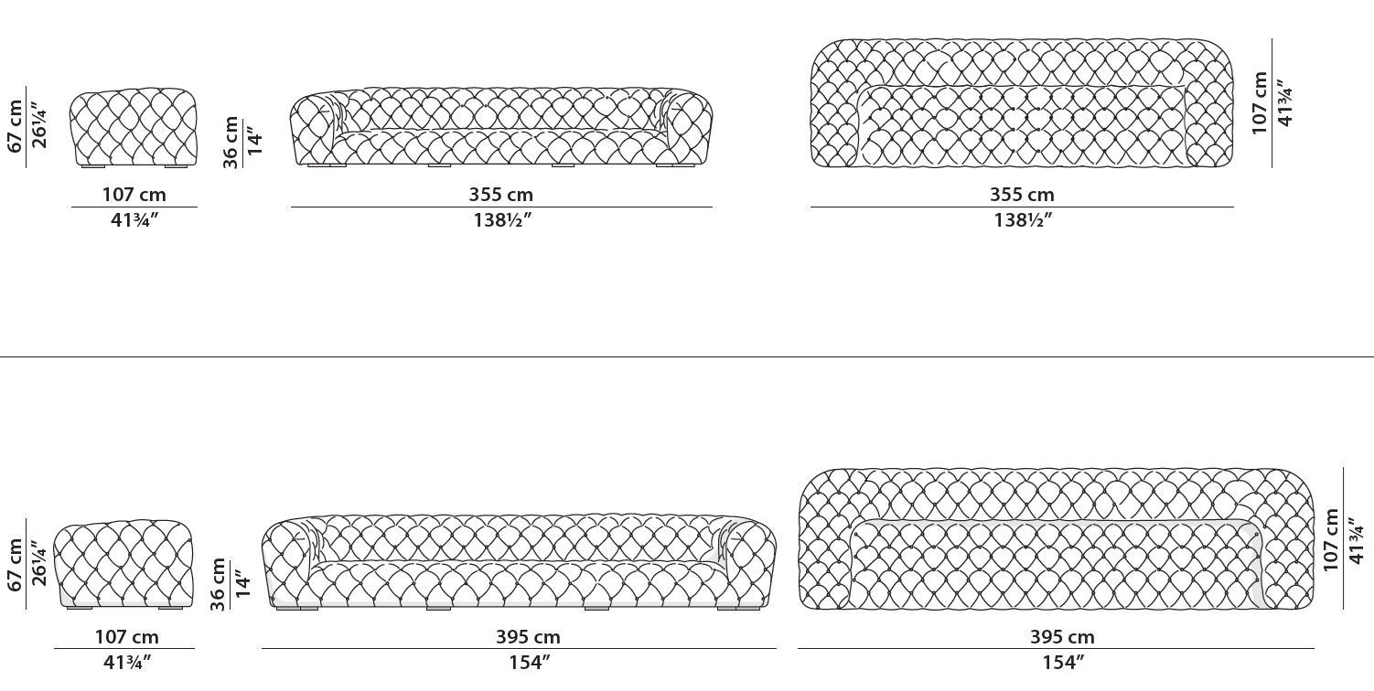 Кожаный линейный капитонный диван Baxter Chester moon ARCH-00091790 - Вид №12