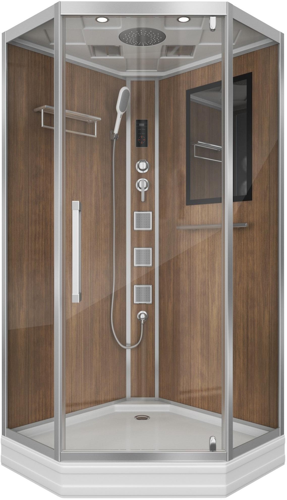 Душевая кабина NG-7717WD (1000x1000х2150) низкий поддон стенки ДЕРЕВЯННЫЕ Niagara Luxe