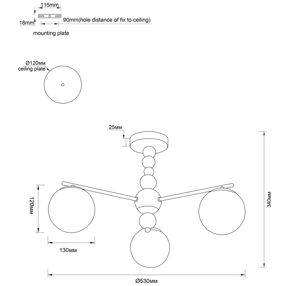 Люстра подвесная Opulence 3 лампы 7 м² цвет хром Escada STLM-2082767 - Вид №8