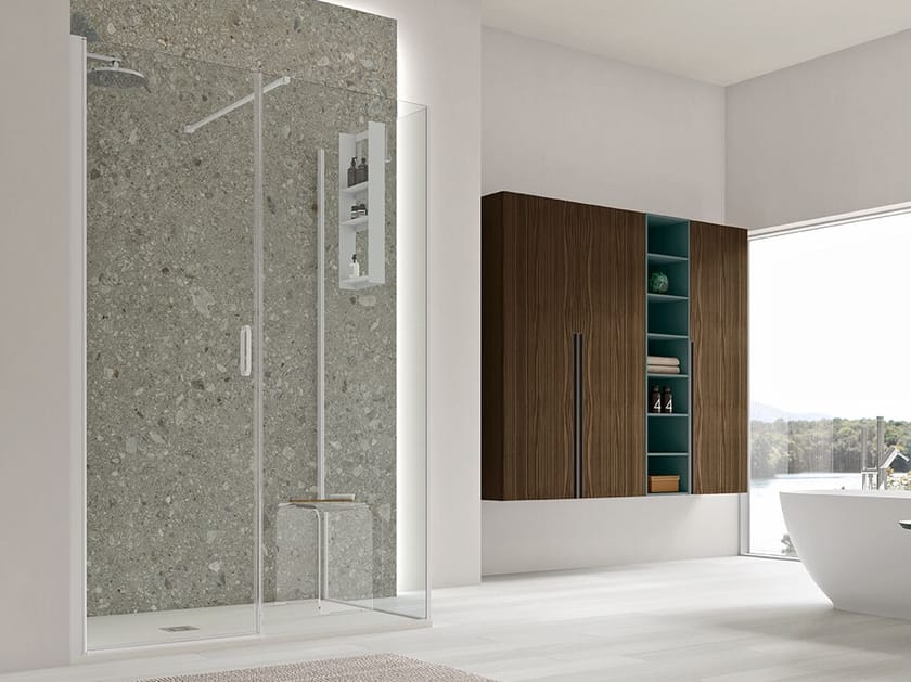 Стеклянная угловая душевая кабина с распашной дверью Gruppo Geromin Nylo ARCH-00138295