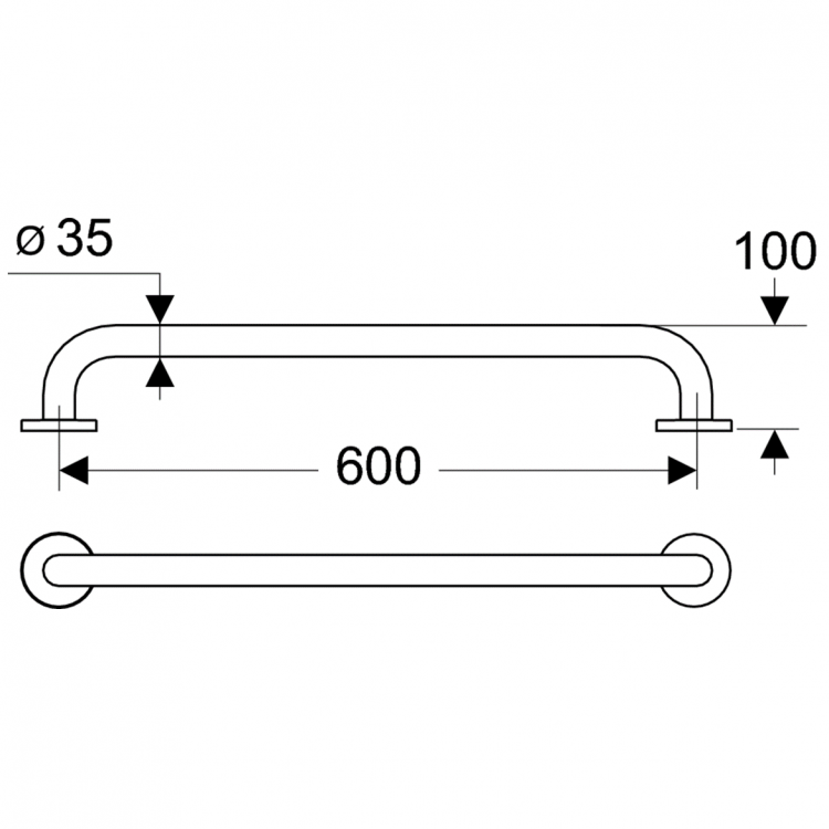 S6454MY Поручень опорный прямой 60 см Ideal Standard CONTOUR - Вид №2