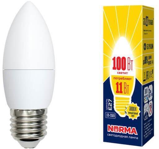 LED-C37-11W/WW/E27/FR/NR Лампа светодиодная E27 11W 3000K матовая UL-00003815 Volpe Norma C