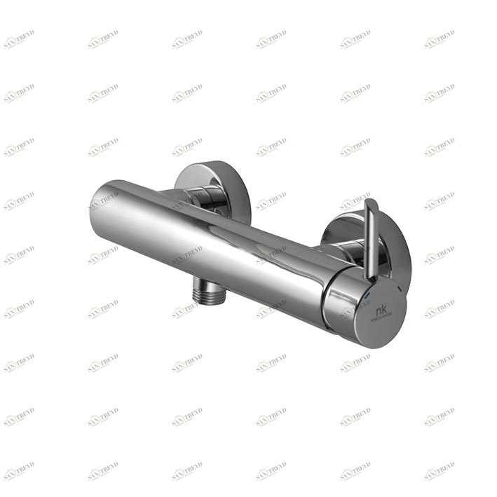 Смеситель для душа настенного монтажа с керамическим картриджем Ø35 мм и штуцерами 1/2 ”. Межосевое расстояние 150 +/- 15 мм. Расход 22,11 л / мин. при 3 барах.  Round NOKEN 100209415  CHROME