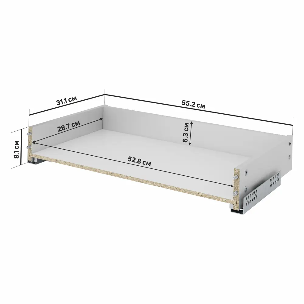 Выдвижной ящик DELINIA для кухонного каркаса 55.2 см серый 82169301 STLM-0021004 - Вид №1
