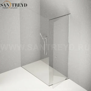 Душевое ограждение PLAN-A подрезаемое, стеклянная экстрапрозрачная перегородка с матовыми черными профилями. Размеры: длина от 70 до 100 см, глубина от 70 до 140 см