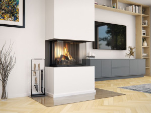 Стальной дровяной камин с тройным фасадом