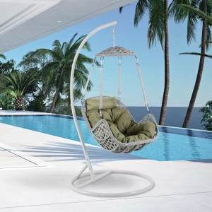 Подвесное кресло искусственный ротанг серое 73х53 см AFINA  00-3860521 Серый