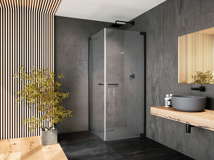 Стеклянная угловая душевая кабина с распашной дверью Provex Industrie E-Lite ARCH-00138621 - Вид №1