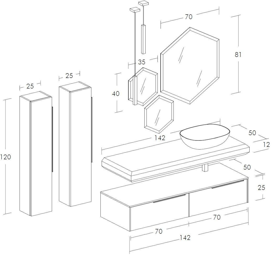 LEGNOBAGNO Тумба под умывальник подвесная со шкафом Life sun-id-1498073 - Вид №4