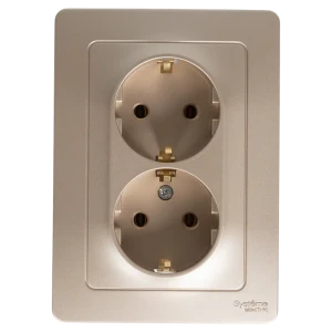 Розетка двойная встраиваемая Systeme Electric Blanca с заземлением 16 А IP20 цвет титановый