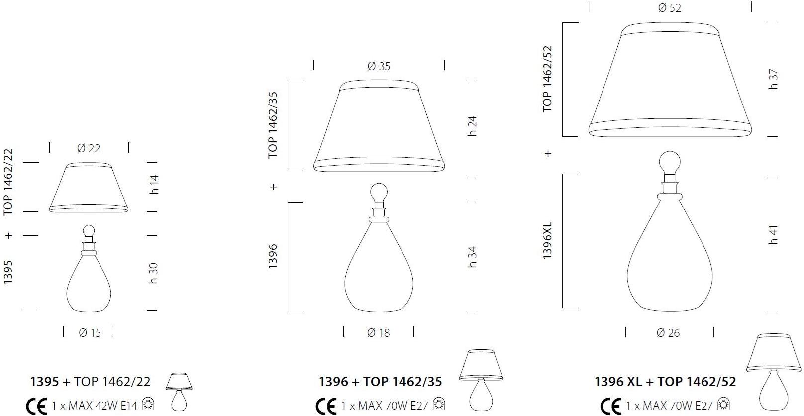 Sylcom Настольная лампа из стекла Felicita 1395, 1396, 1396 xl - Вид №2