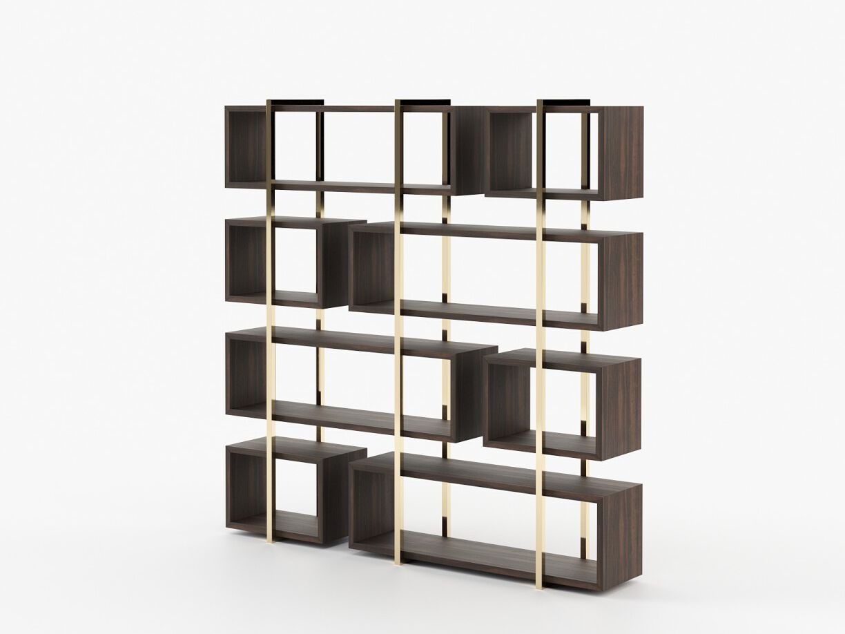 Двухсторонний книжный шкаф из нержавеющей стали и дерева Laskasas ARCH-00011168 - Вид №2