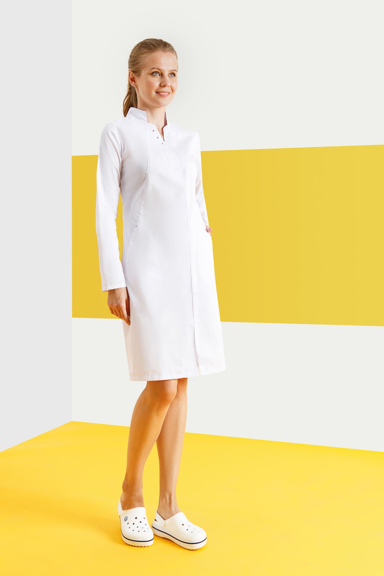 4957332 Халат "Элегант" белый  Медицинская одежда  размер 44 Спецодежда  - Вид №3