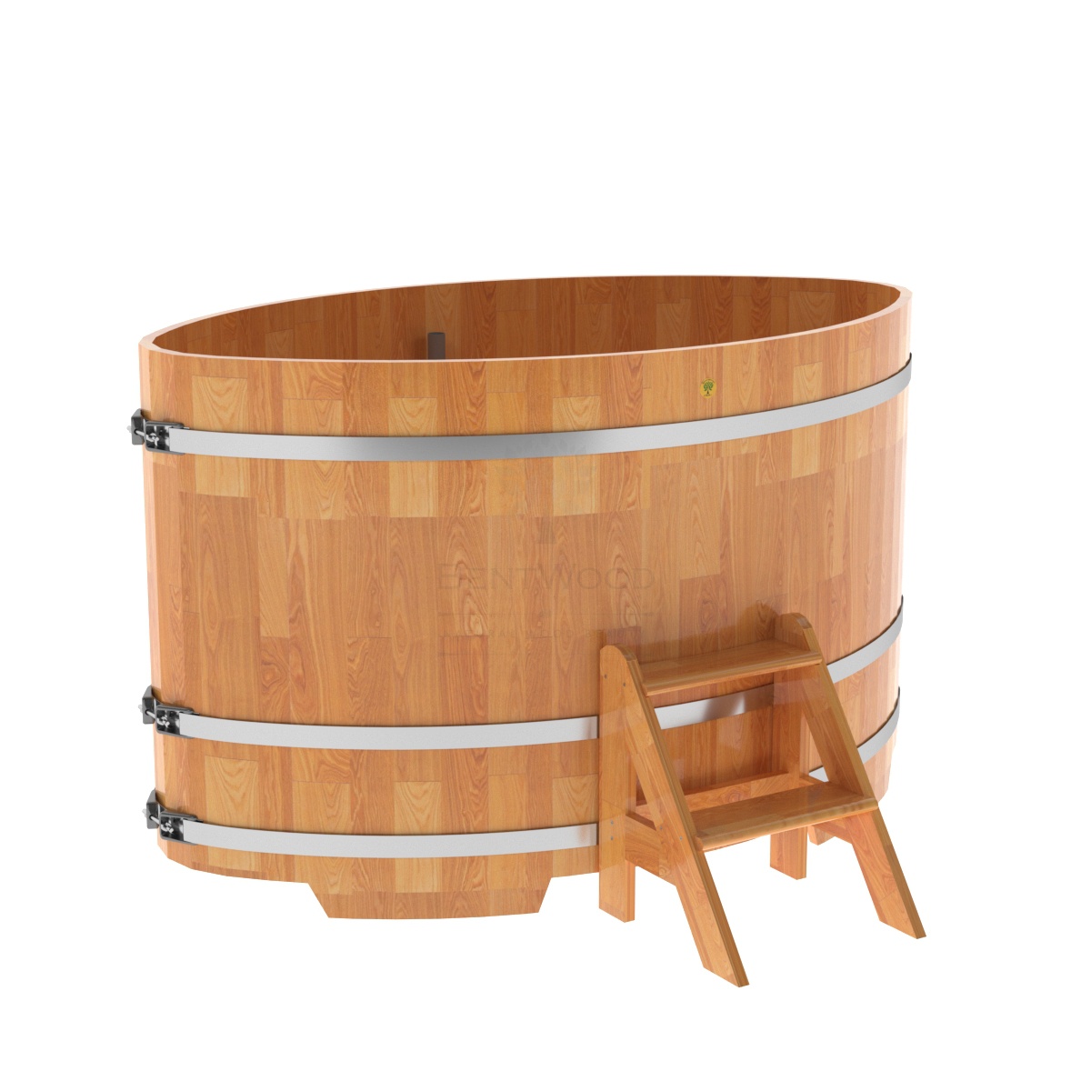 1548 Купель овальная из сращенных ламелей лиственницы 1,15х1,83х1,1 натуральная Alyarus 