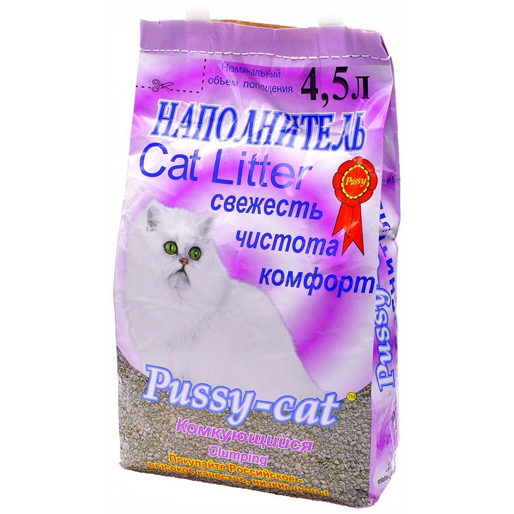 Т0024010 Наполнитель для кошачьего туалета комкующийся 4,5л PUSSY CAT 