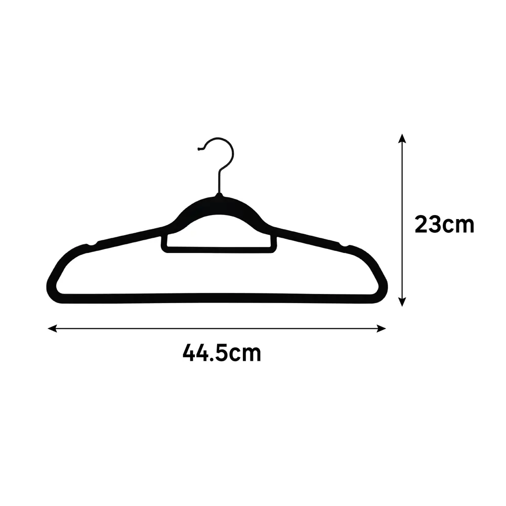 Плечики Spaceo 45 см пластик с флоковым покрытием цвет чёрный 8 шт STLM-2069502 - Вид №3