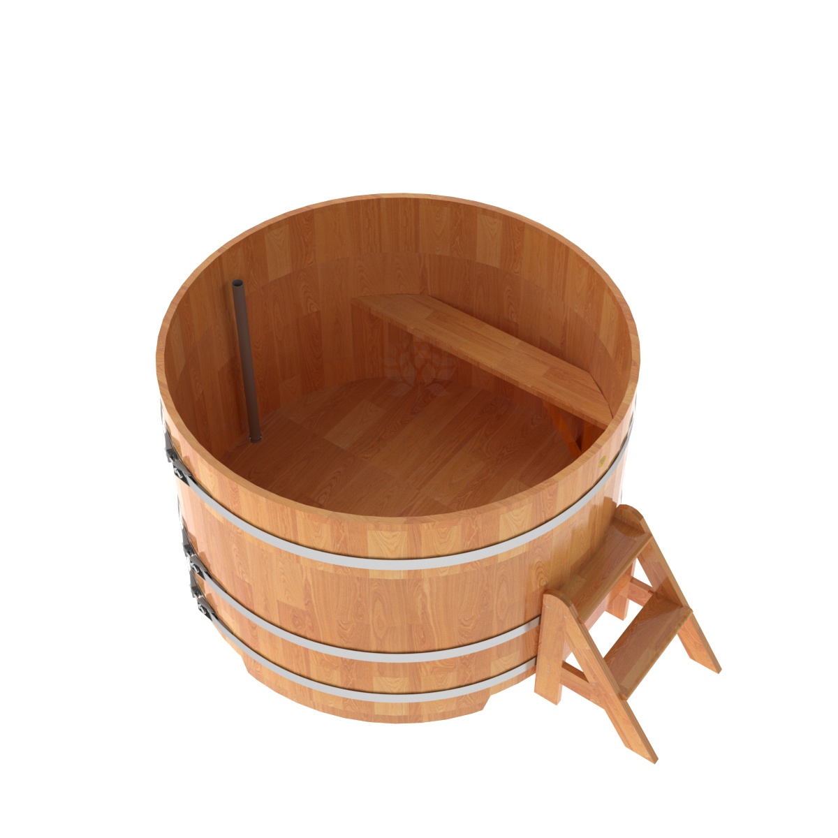 1519 Купель круглая из сращенных ламелей лиственницы d=1,50х1,0 натуральная Alyarus  - Вид №1