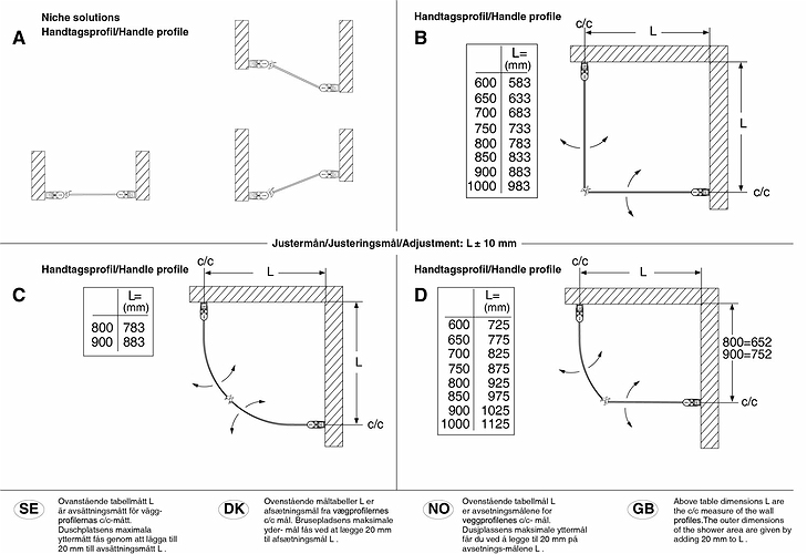 59900092 Решение IFO Space для ниши SPNF, алюминиевый профиль, матовое стекло с профилем ручки, SPNF 900 - Вид №2
