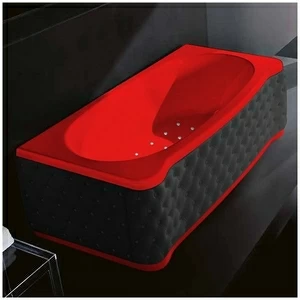 Ванна Gruppo treesse New Classic Young STA-V674C-DX-KC-K красная с аэромассажем прямоугольная правая чёрная кожа