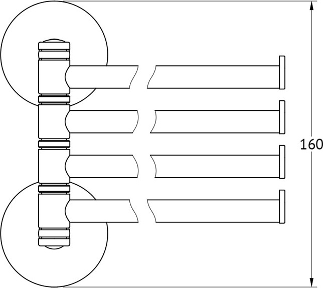 ELE 018 Держатель полотенец поворотный четверной 37 cm ELLUX Elegance - Вид №1