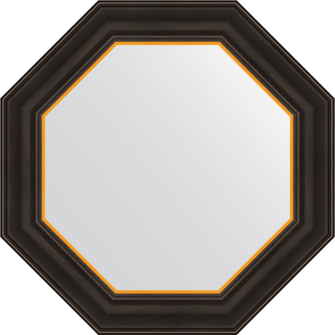 BY 3874 Зеркало в багетной раме - черное дерево с золотом 71 mm EVOFORM Octagon