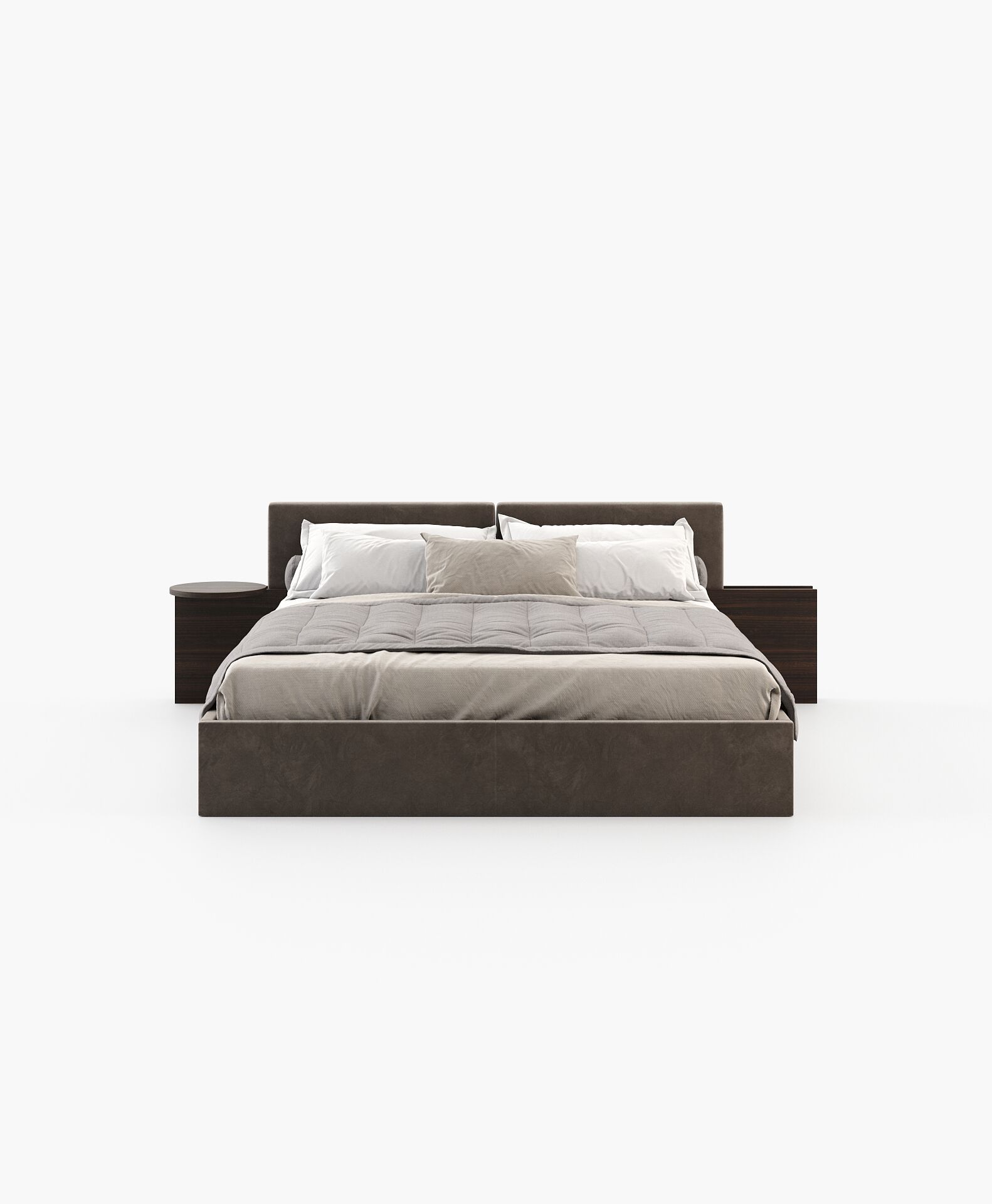 Двуспальная кровать из ткани с мягким изголовьем и встроенными тумбочками Laskasas Origin ARCH-00106710 - Вид №14