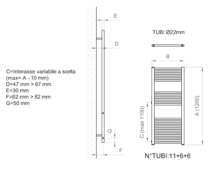 Настенный стальной полотенцесушитель с горячей водой Ercos Опера ARCH-00115055 - Вид №4