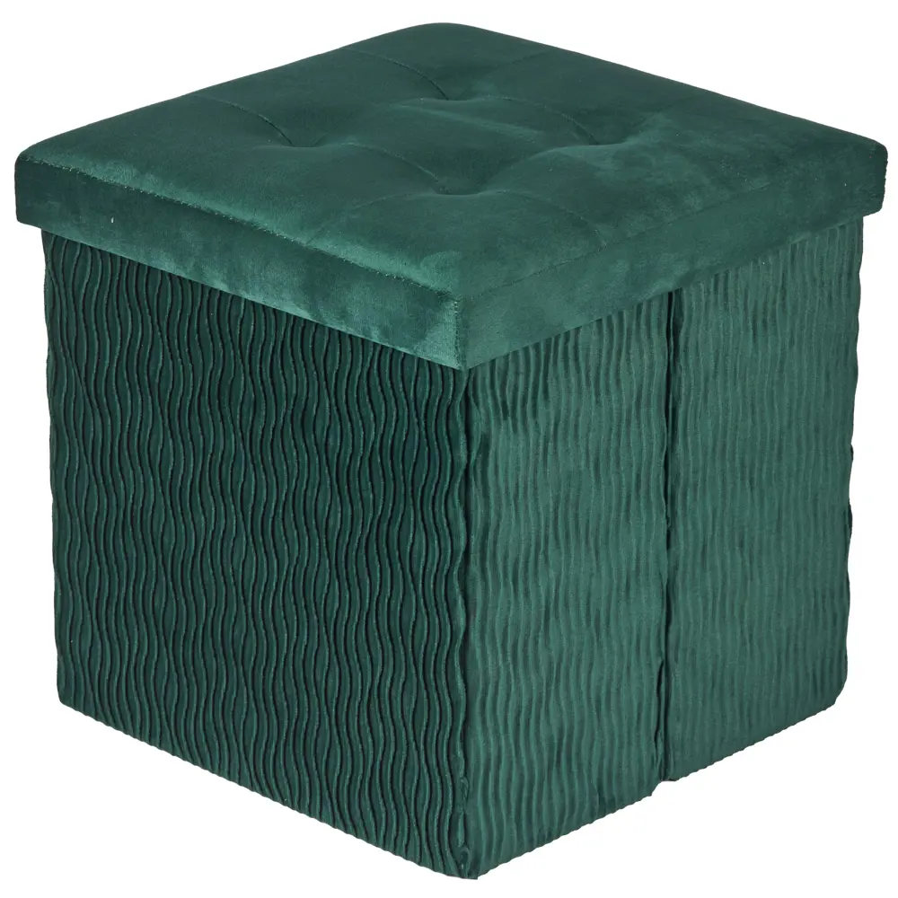 Пуф XYF200507BE с отделением для хранения 38x38x38 см вельвет цвет зеленый 89348116 STLM-2140388 Santreyd 