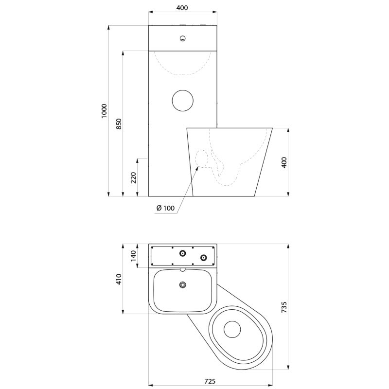 160600 Комплект KOMPACT - Умывальник-напольный унитаз DELABIE  - Вид №1