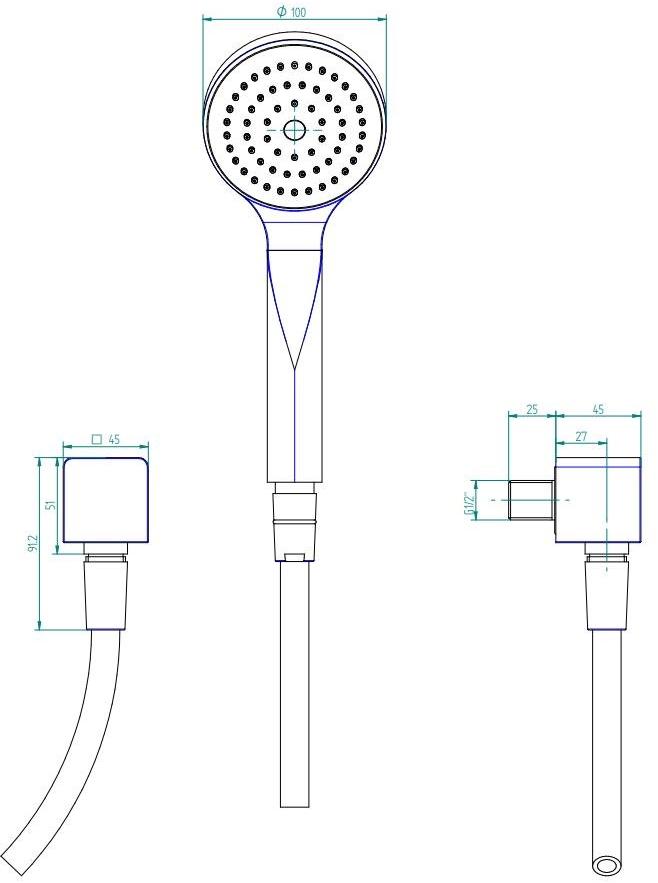 Встроенное управление с душевой штангой и ручным душем Qquadro Santreyd sun-id-1350631 - Вид №6