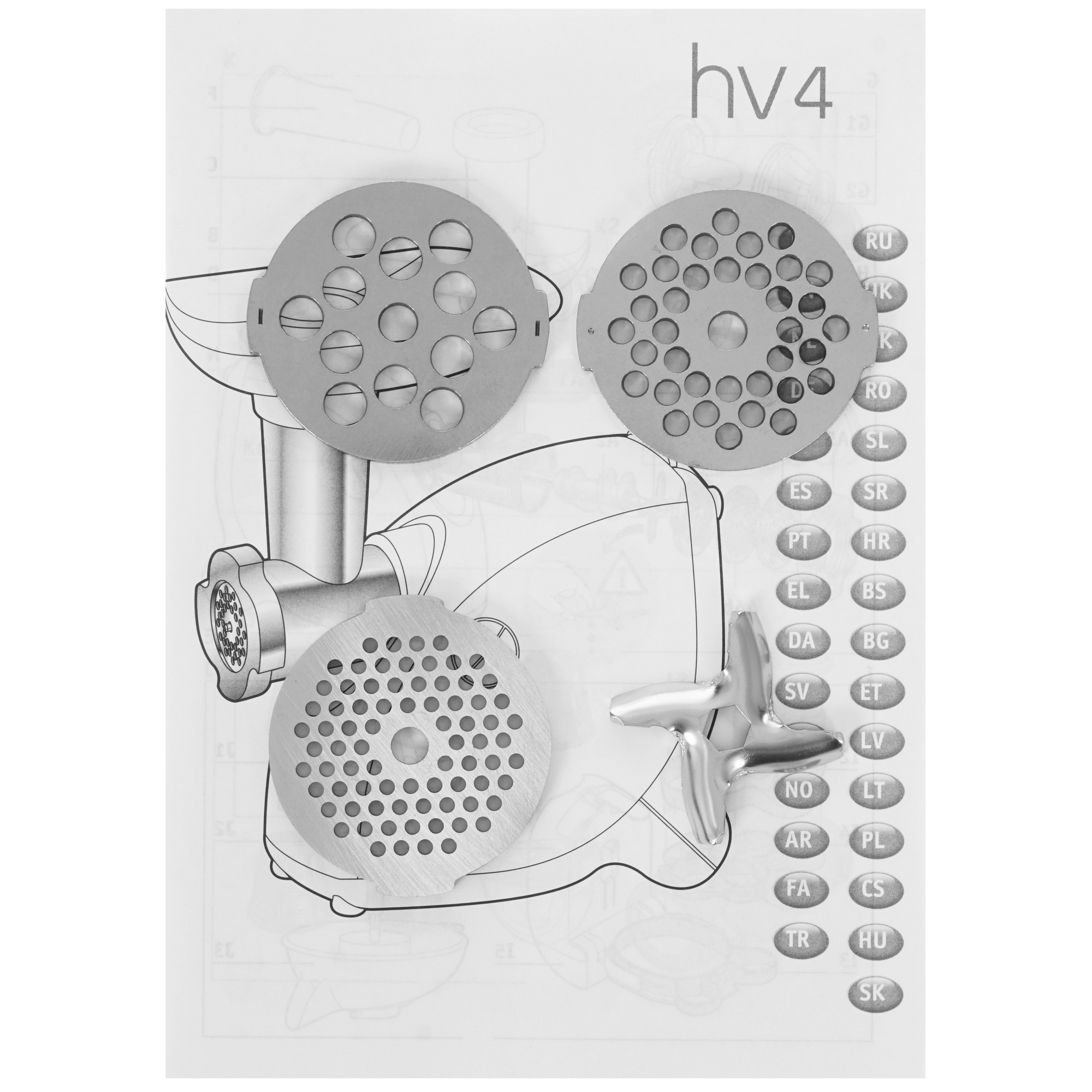 5346828 Мясорубка электрическая Moulinex HV4 ME462132 белый STDN-0077359 - Вид №9