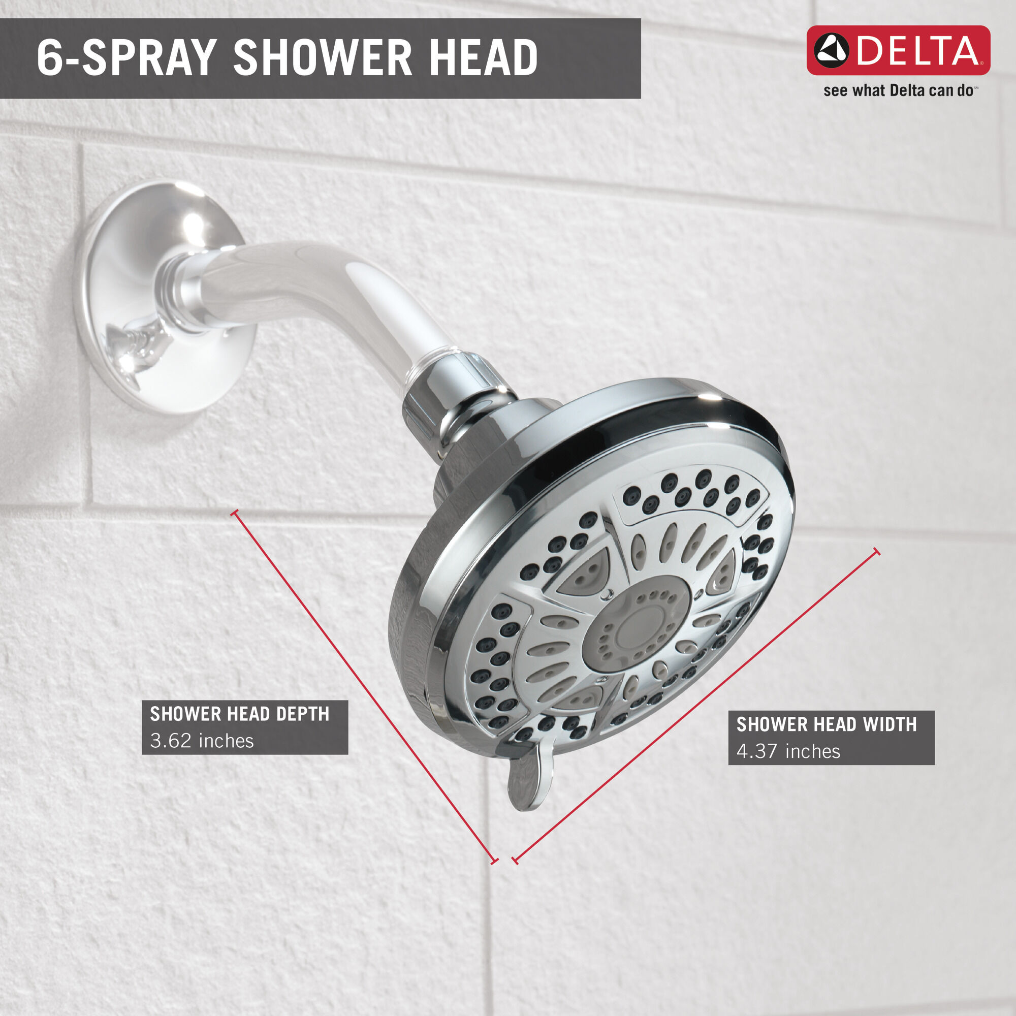75641 Насадка для душа с 6 настройками Delta Faucet Universal Showering Хром  - Вид №1
