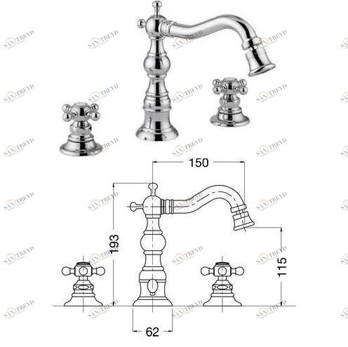 Смеситель для биде на 3 отверстия хром Arcadia BN.ARC-8325CR Bugnatese 5460