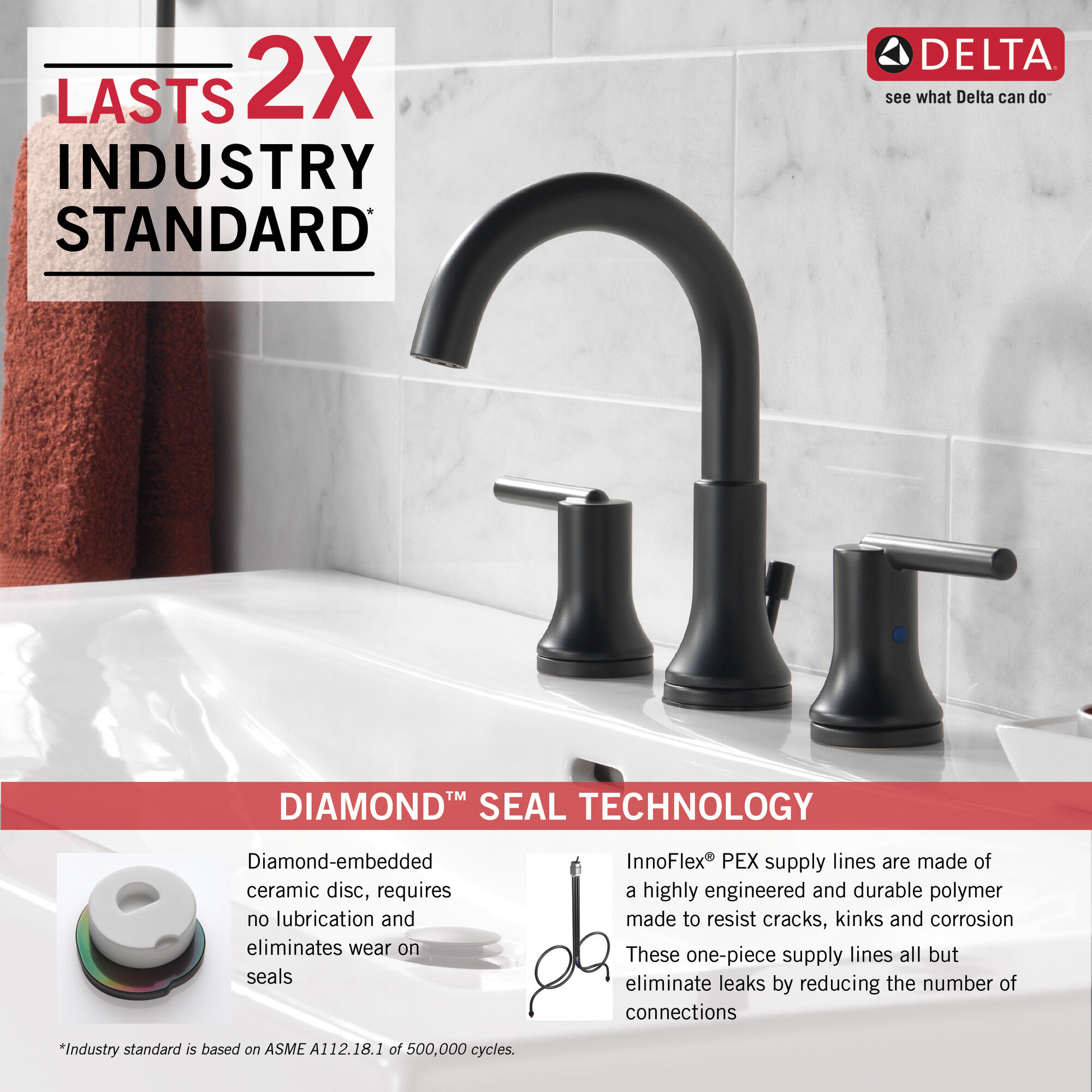 3559-BLMPU-DST Смеситель для ванной комнаты с двумя ручками Delta Faucet Trinsic Матовый черный  - Вид №1