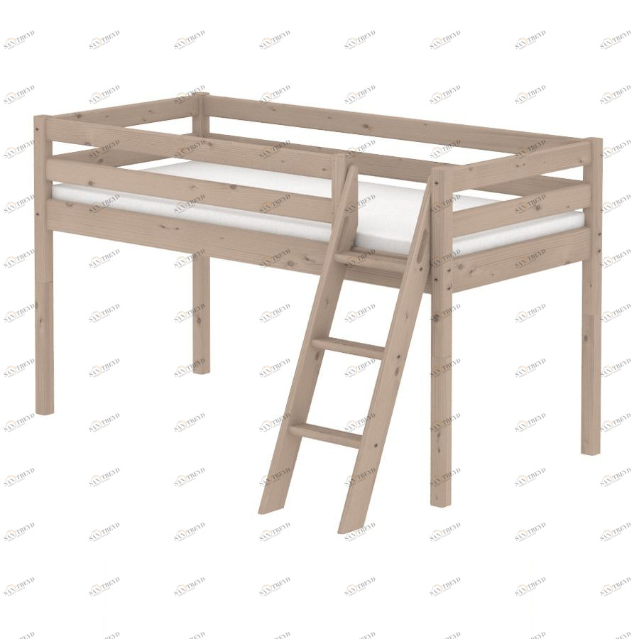 Кровать Flexa Classic с наклонной лестницей, коричневая, 190 см 90103071101