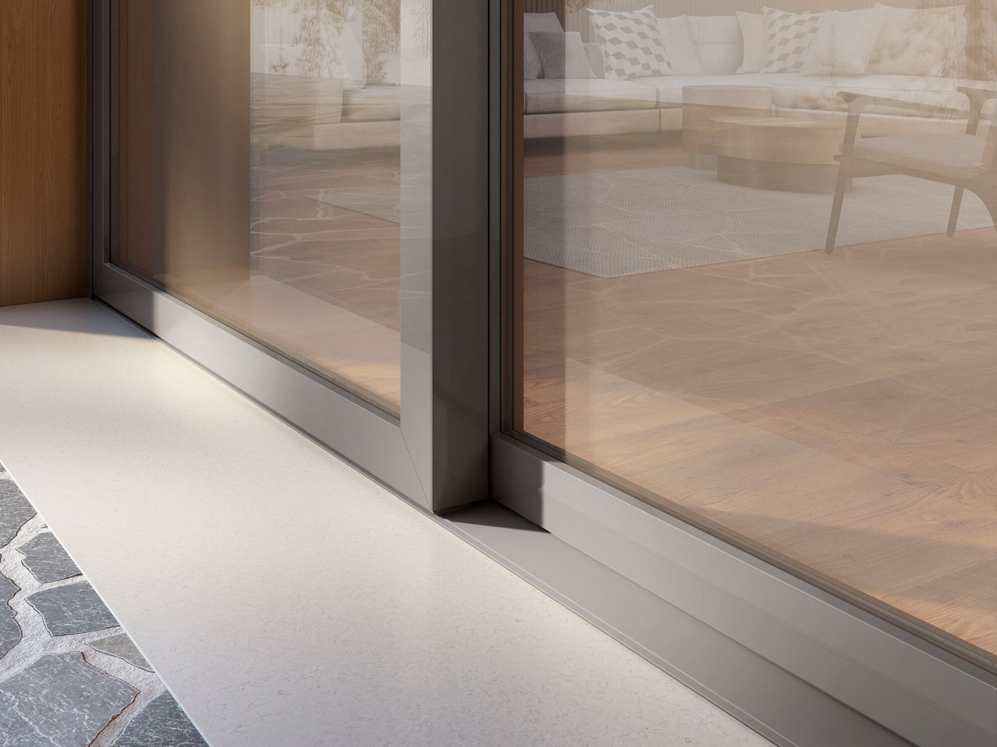 Раздвижные окна из ПВХ с алюминиевой крышкой Tecnoplast Sistema P80 ALU SA ARCH-00152406 - Вид №2